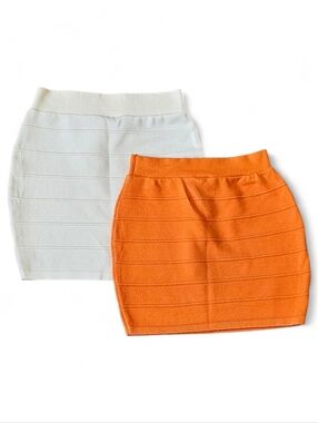 Dragonfly Seamless Mini Skirt Set Orange & Cream Size L